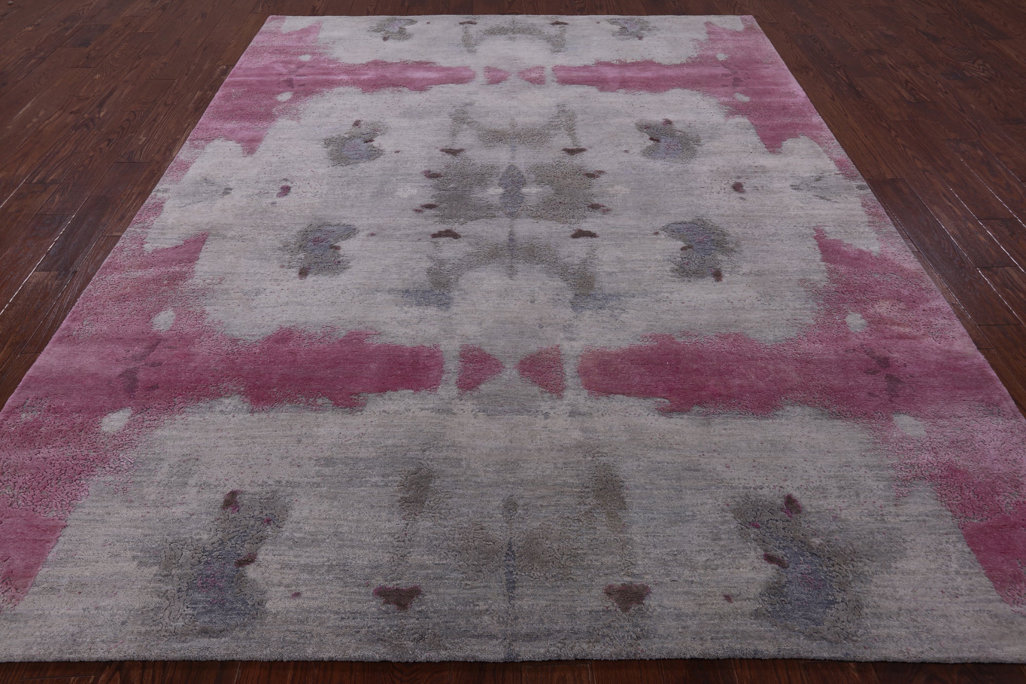 Abstract Modern Hand Knotted Wool & Silk Rug - 8' 0" X 10' 3" - Golden Nile