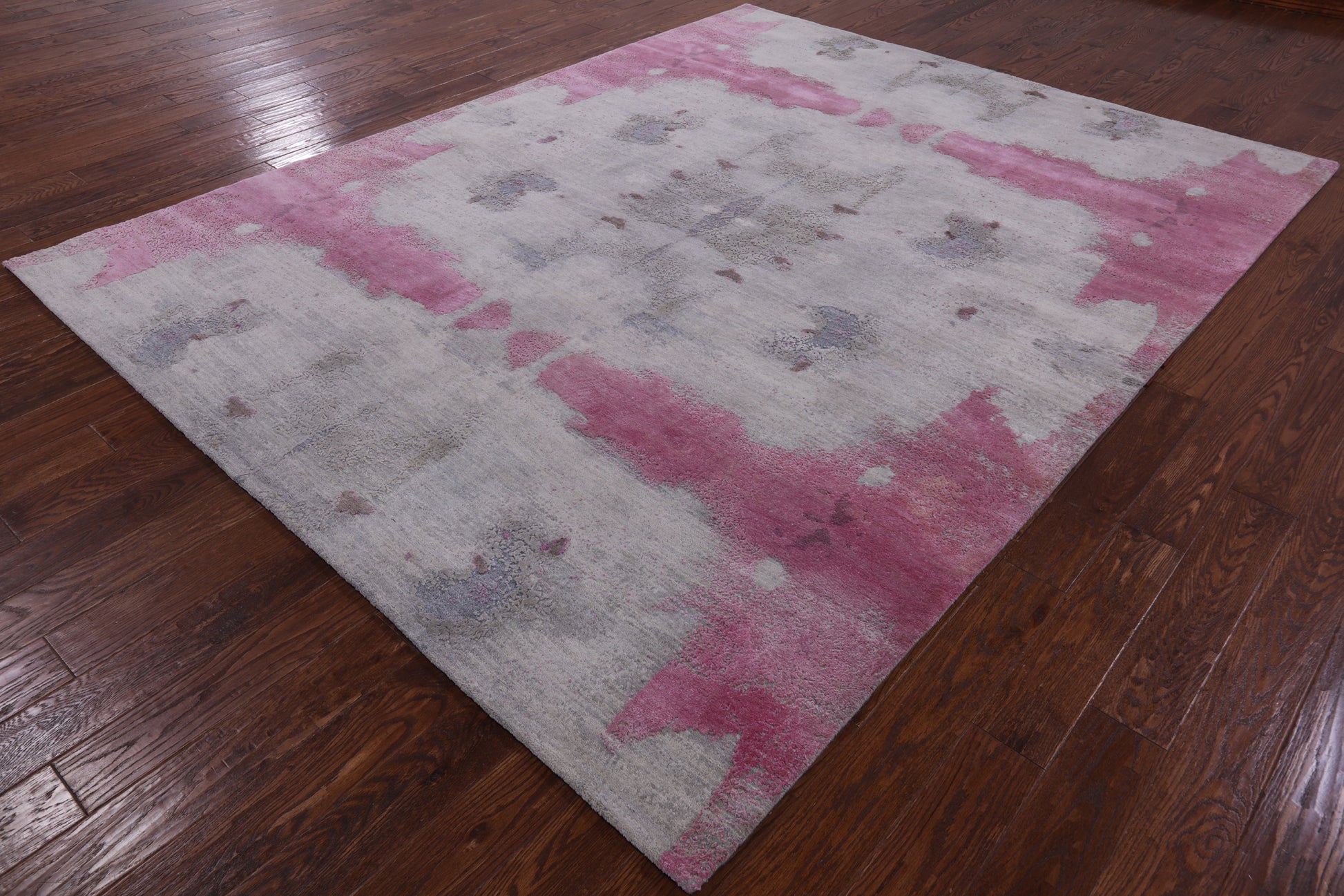 Abstract Modern Hand Knotted Wool & Silk Rug - 8' 0" X 10' 3" - Golden Nile