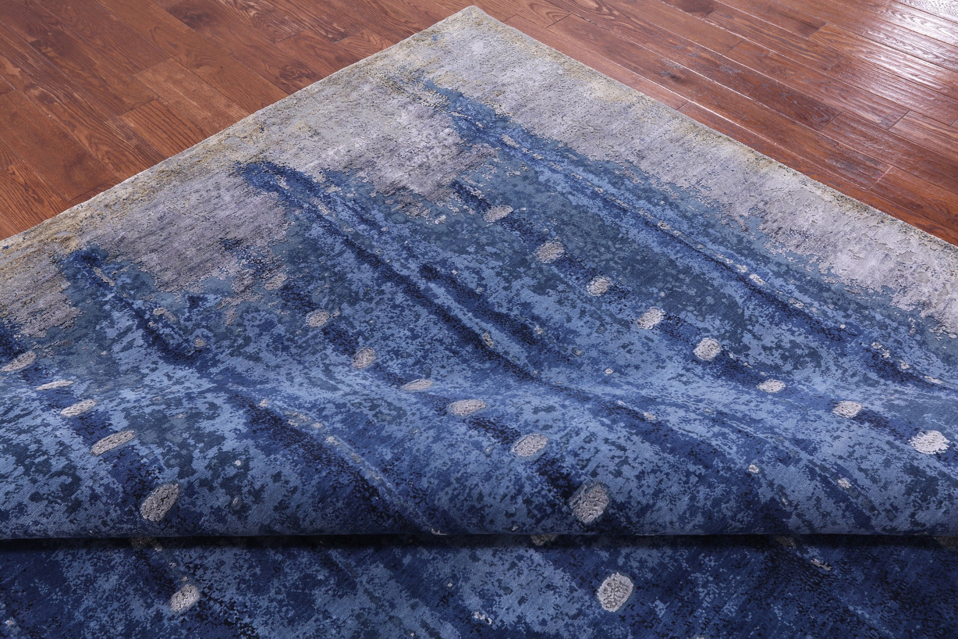 Abstract Contemporary Hand Knotted Wool & Silk Rug - 8' 11" X 12' 3" - Golden Nile