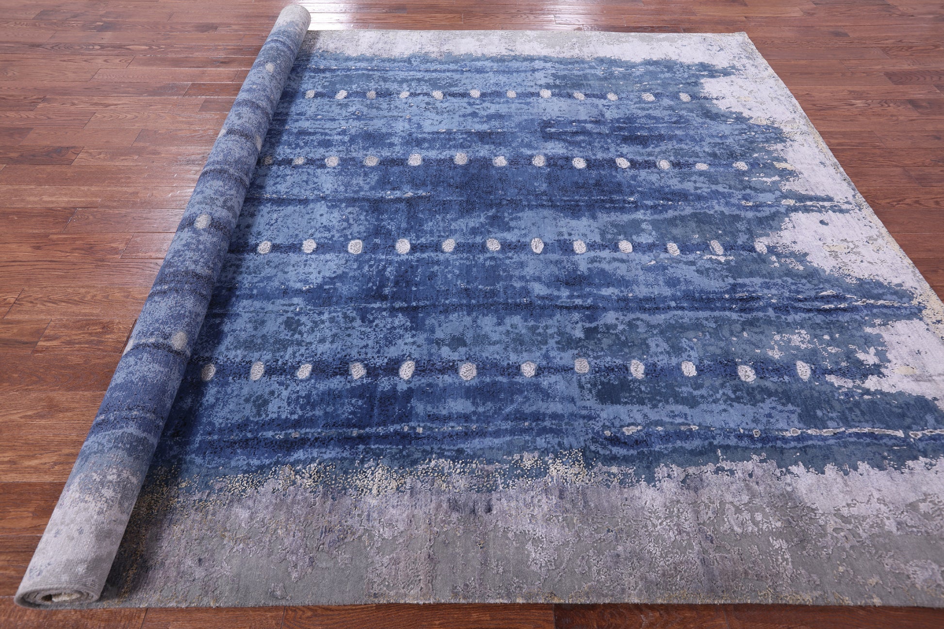 Abstract Contemporary Hand Knotted Wool & Silk Rug - 8' 11" X 12' 3" - Golden Nile