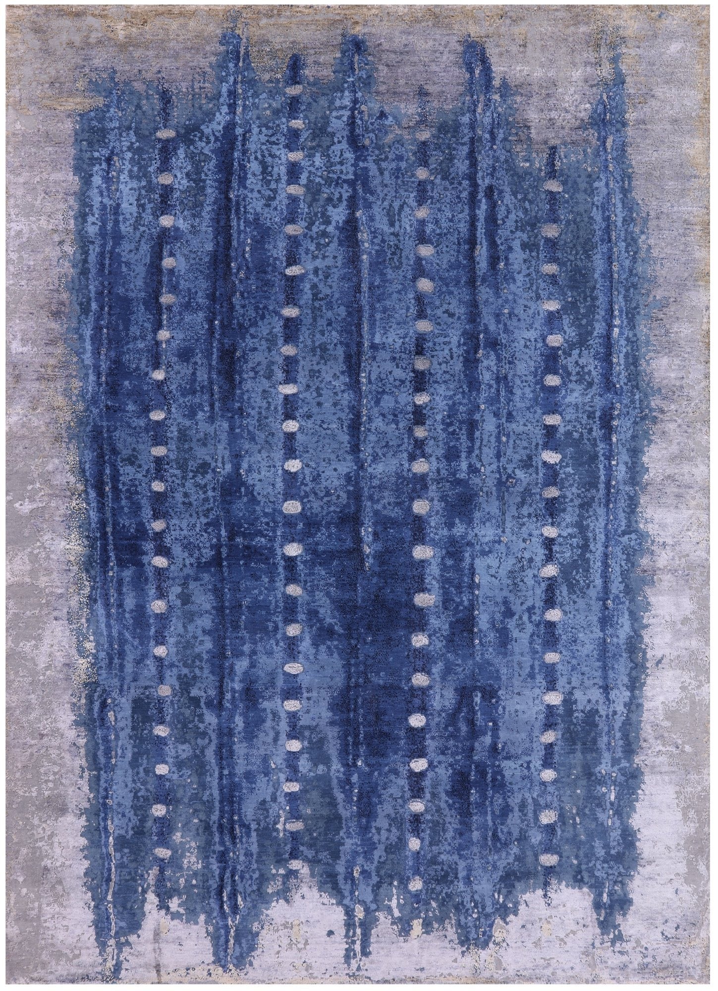 Abstract Contemporary Hand Knotted Wool & Silk Rug - 8' 11" X 12' 3" - Golden Nile