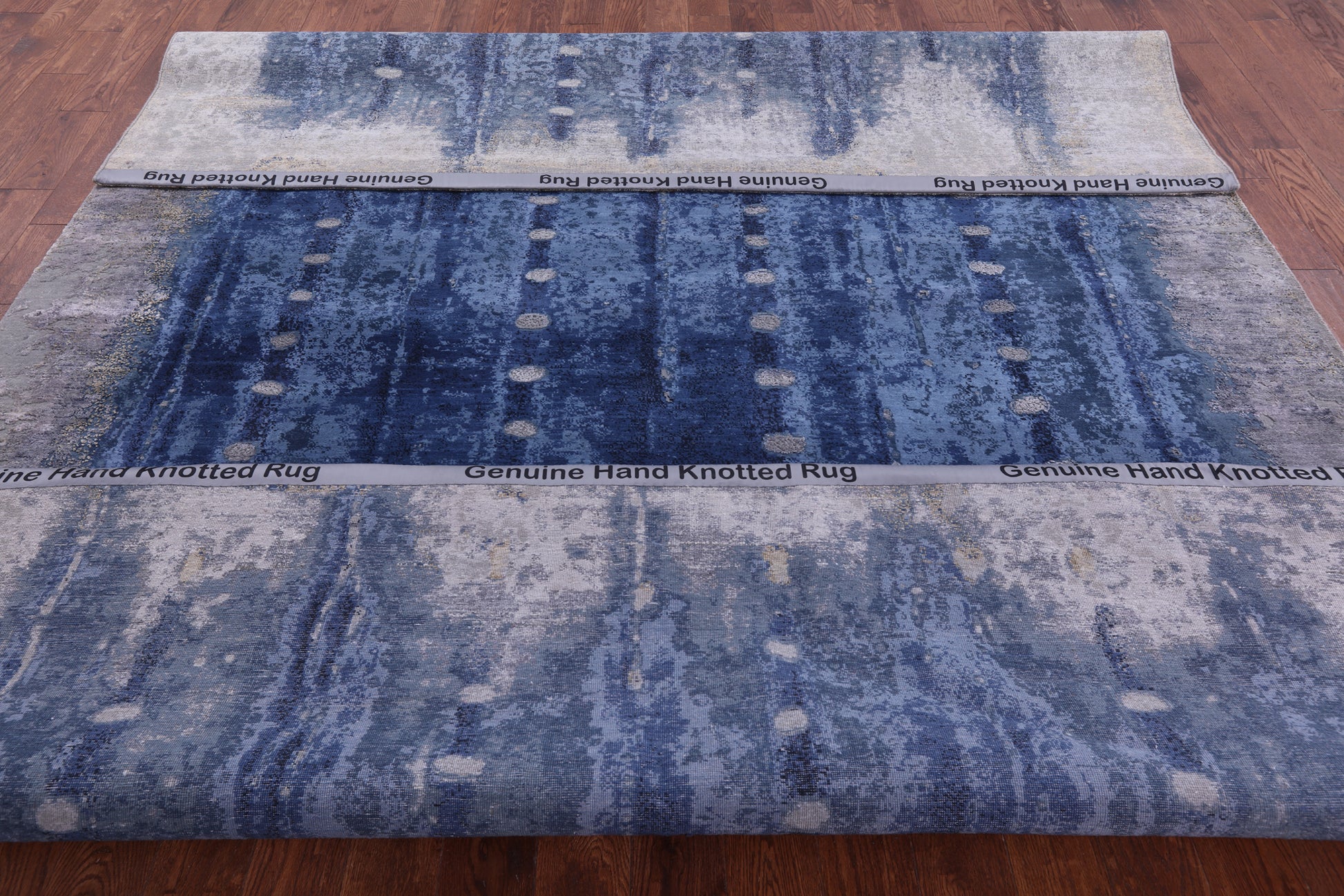 Abstract Contemporary Hand Knotted Wool & Silk Rug - 8' 11" X 12' 3" - Golden Nile
