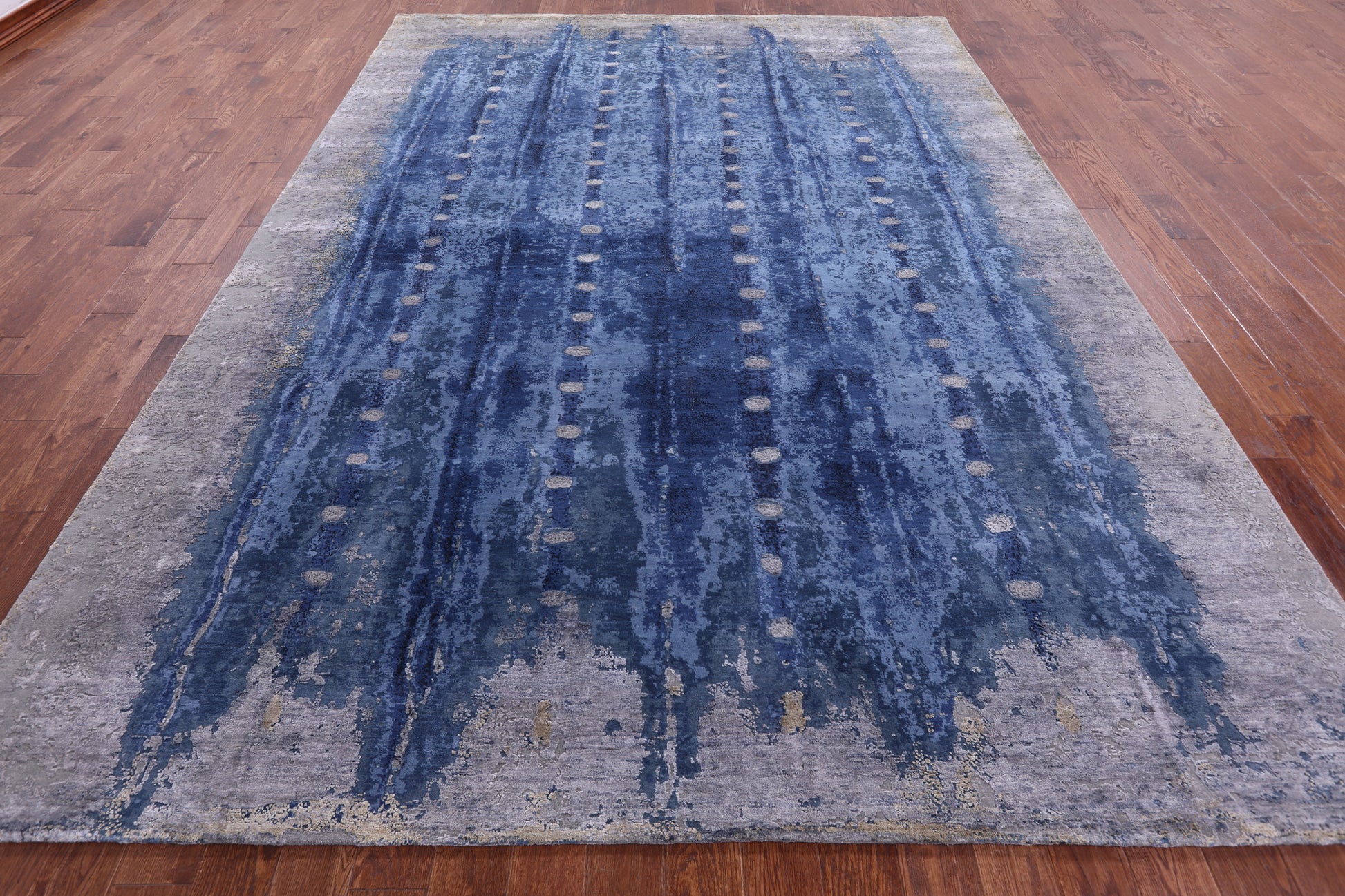 Abstract Contemporary Hand Knotted Wool & Silk Rug - 8' 11" X 12' 3" - Golden Nile