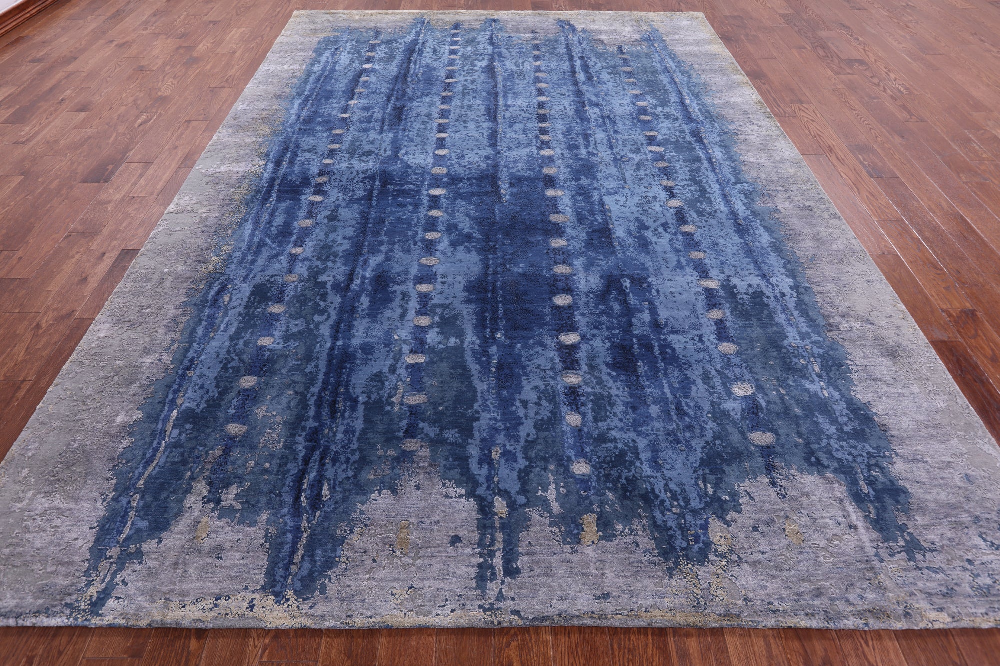 Abstract Contemporary Hand Knotted Wool & Silk Rug - 8' 11" X 12' 3" - Golden Nile