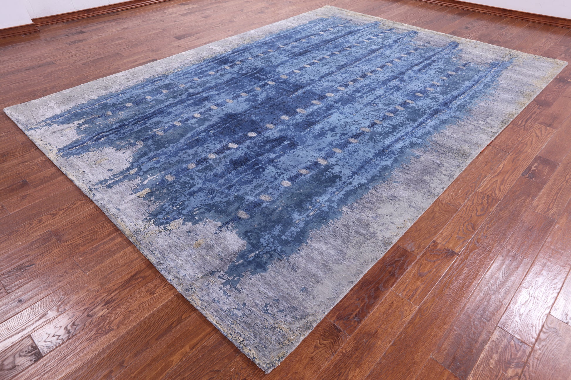 Abstract Contemporary Hand Knotted Wool & Silk Rug - 8' 11" X 12' 3" - Golden Nile