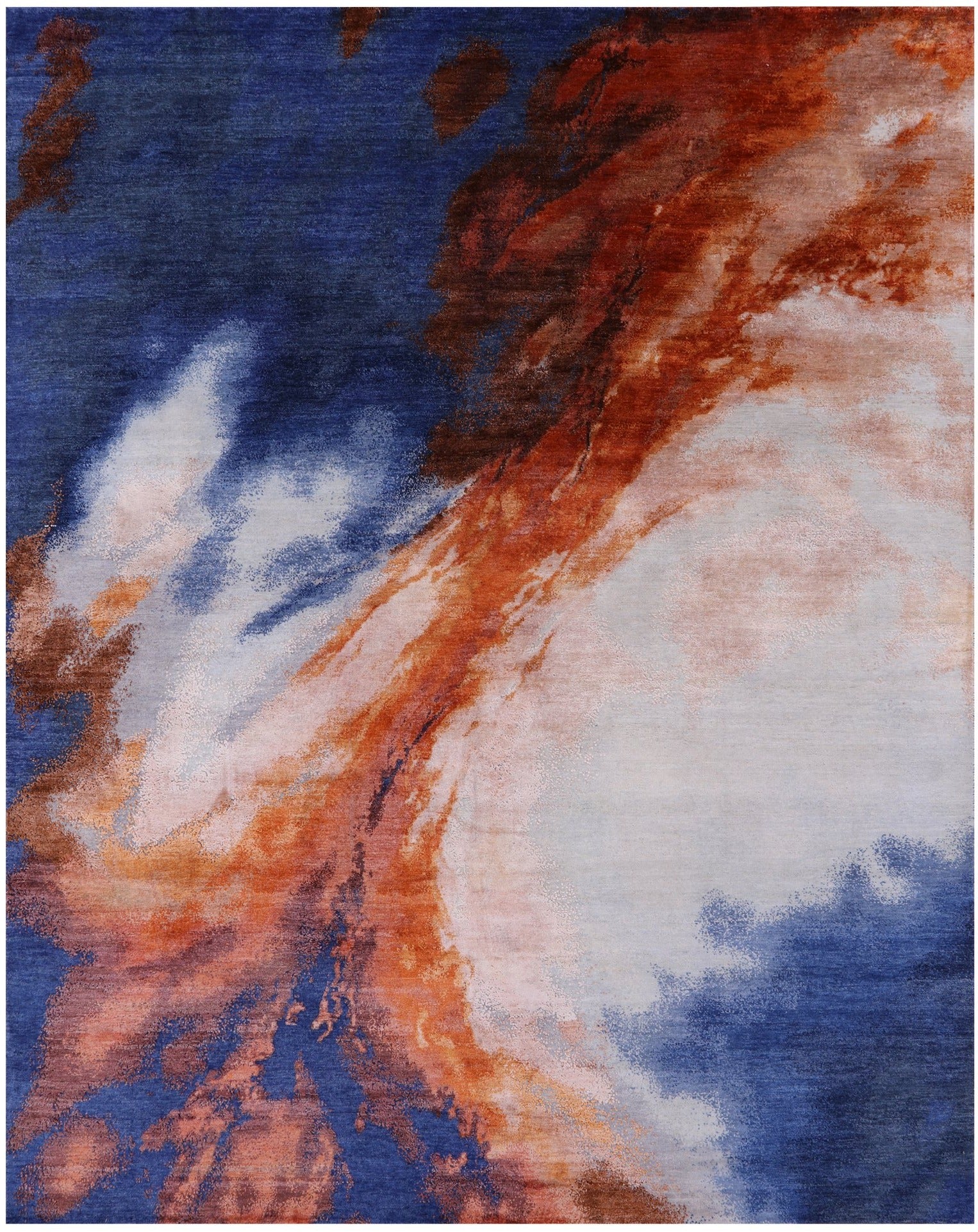 Abstract Contemporary Hand Knotted Wool & Silk Rug - 7' 11" X 9' 11" - Golden Nile