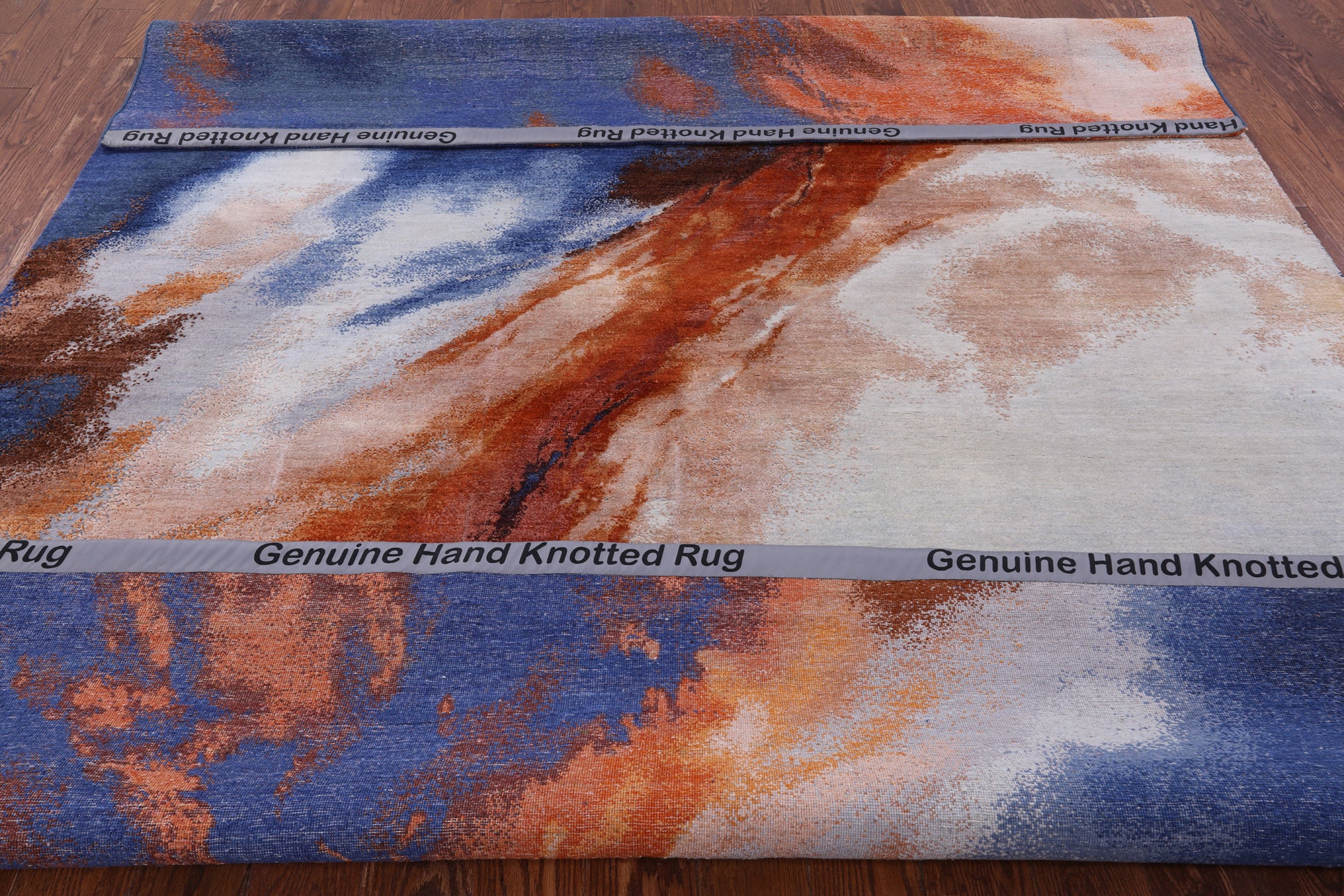 Abstract Contemporary Hand Knotted Wool & Silk Rug - 7' 11" X 9' 11" - Golden Nile