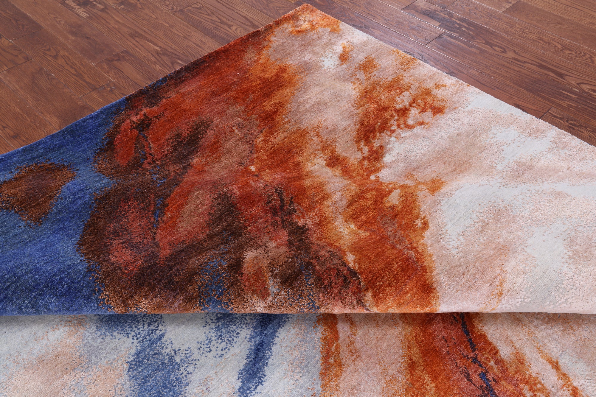 Abstract Contemporary Hand Knotted Wool & Silk Rug - 7' 11" X 9' 11" - Golden Nile