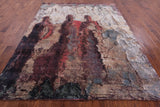 Abstract Modern Handmade Wool & Silk Rug - 7' 10" X 9' 10" - Golden Nile