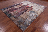 Abstract Modern Handmade Wool & Silk Rug - 7' 10" X 9' 10" - Golden Nile