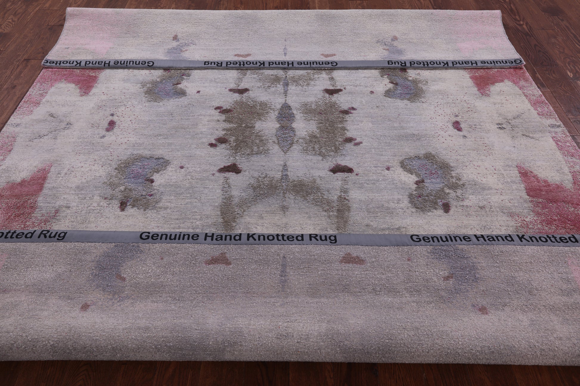 Abstract Modern Hand Knotted Wool & Silk Rug - 8' 1" X 10' 3" - Golden Nile
