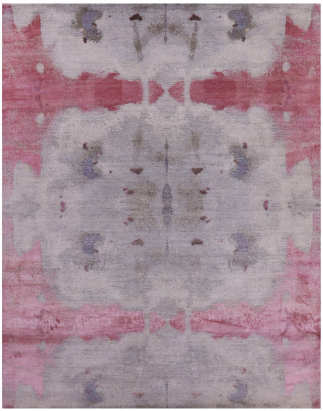 Abstract Modern Hand Knotted Wool & Silk Rug - 8' 1" X 10' 3" - Golden Nile