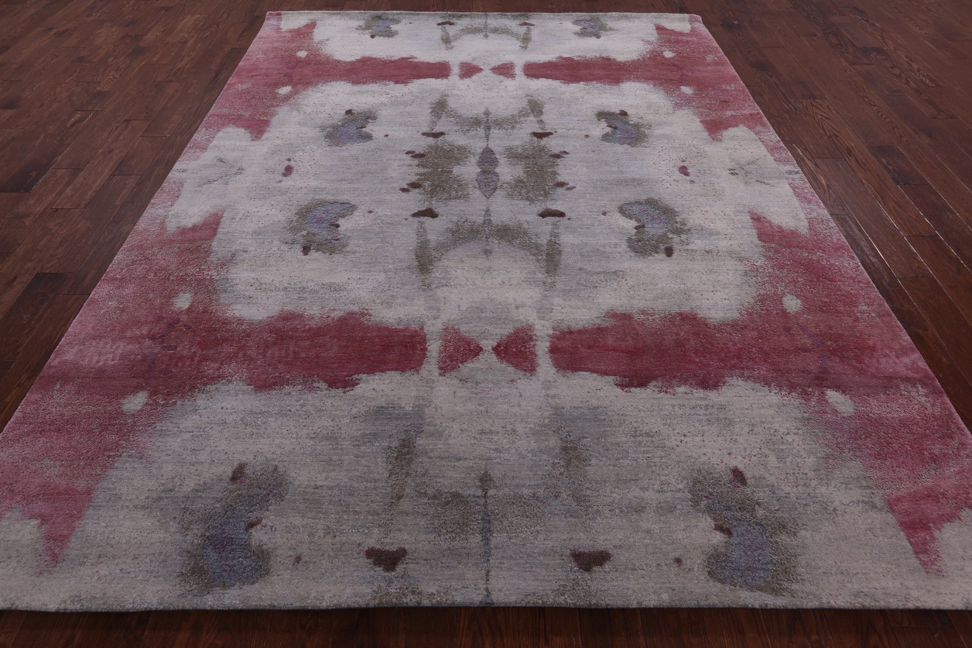 Abstract Modern Hand Knotted Wool & Silk Rug - 8' 1" X 10' 3" - Golden Nile