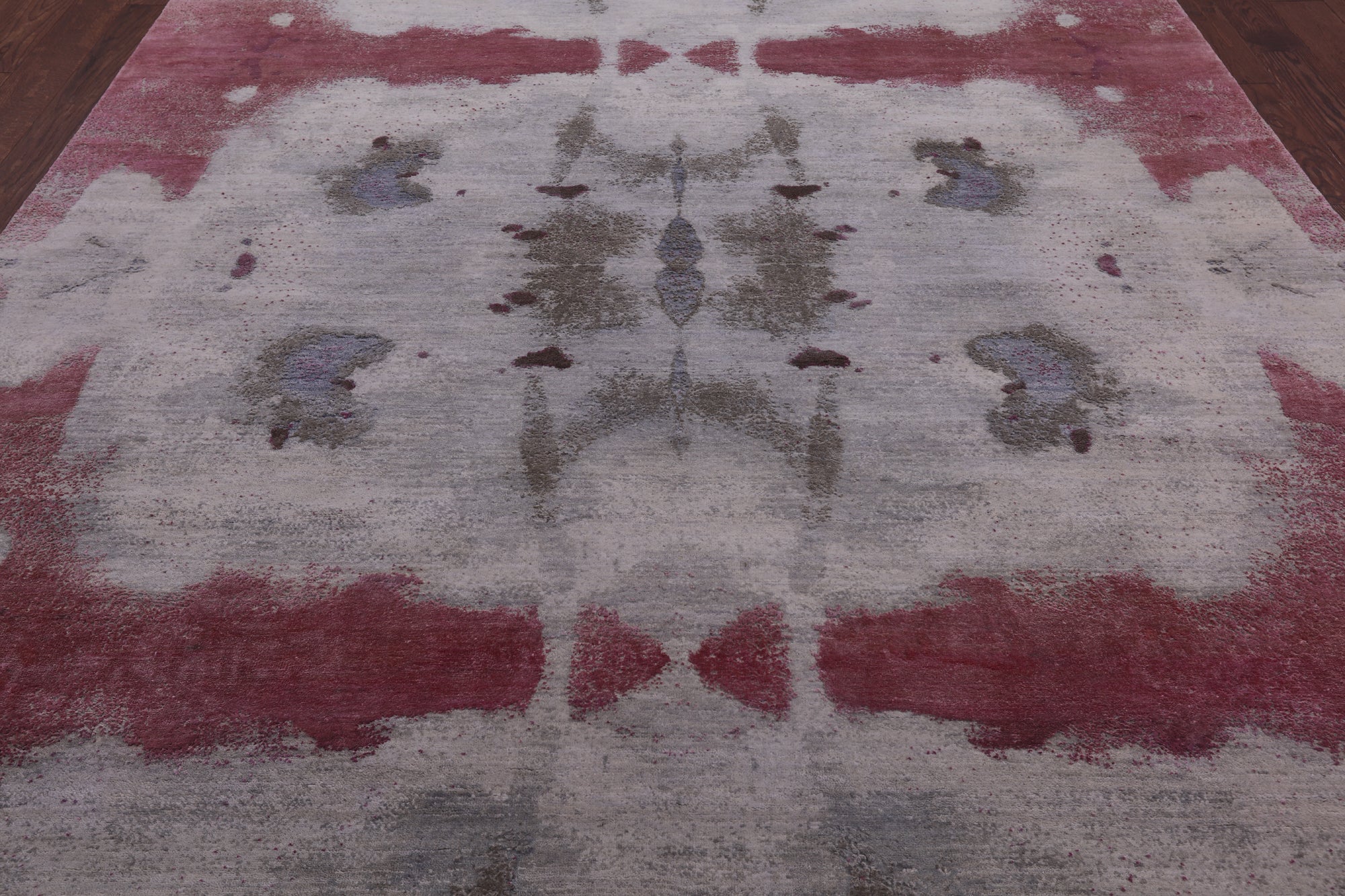 Abstract Modern Hand Knotted Wool & Silk Rug - 8' 1" X 10' 3" - Golden Nile