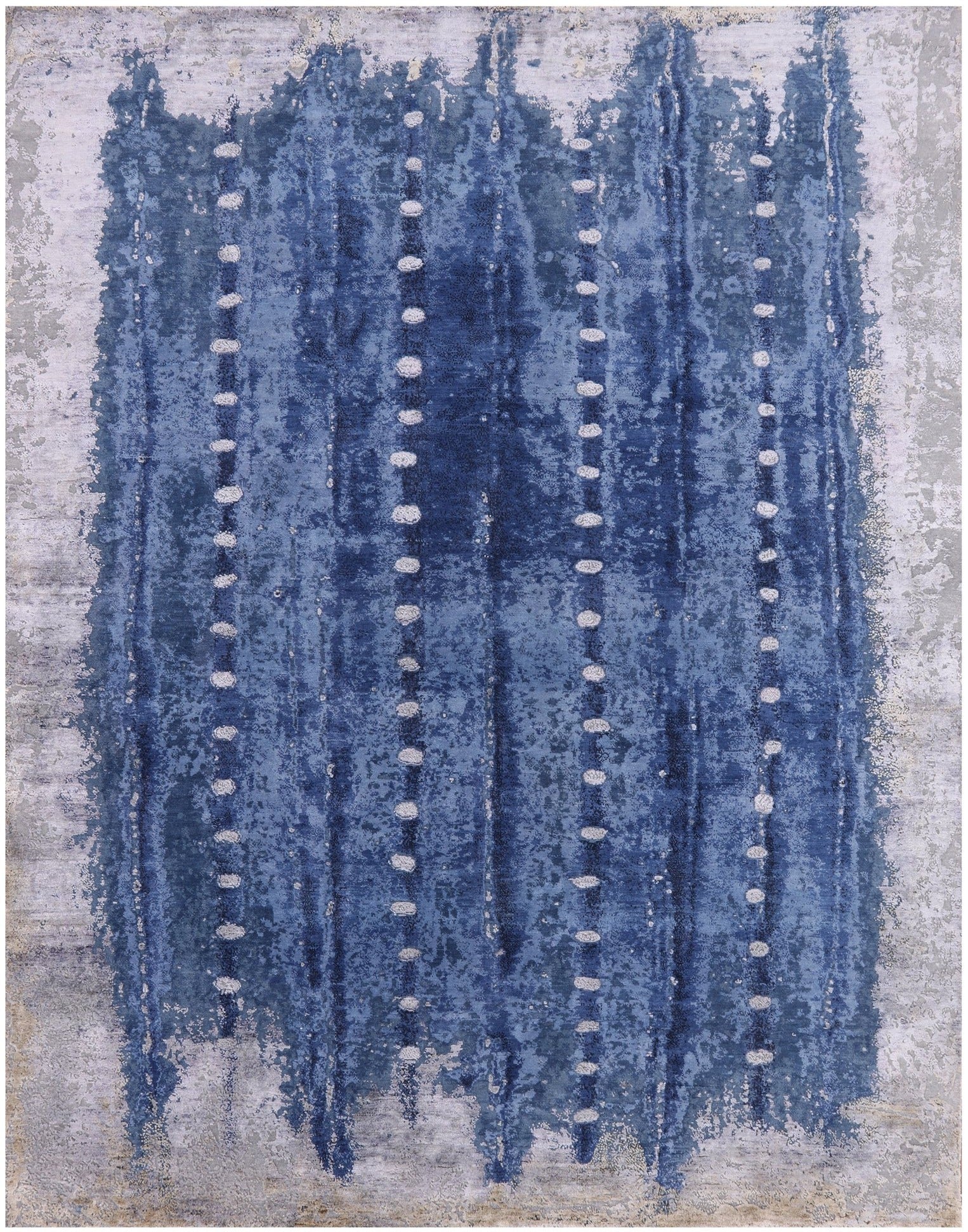 Abstract Modern Hand Knotted Wool & Silk Rug - 7' 10" X 10' 1" - Golden Nile