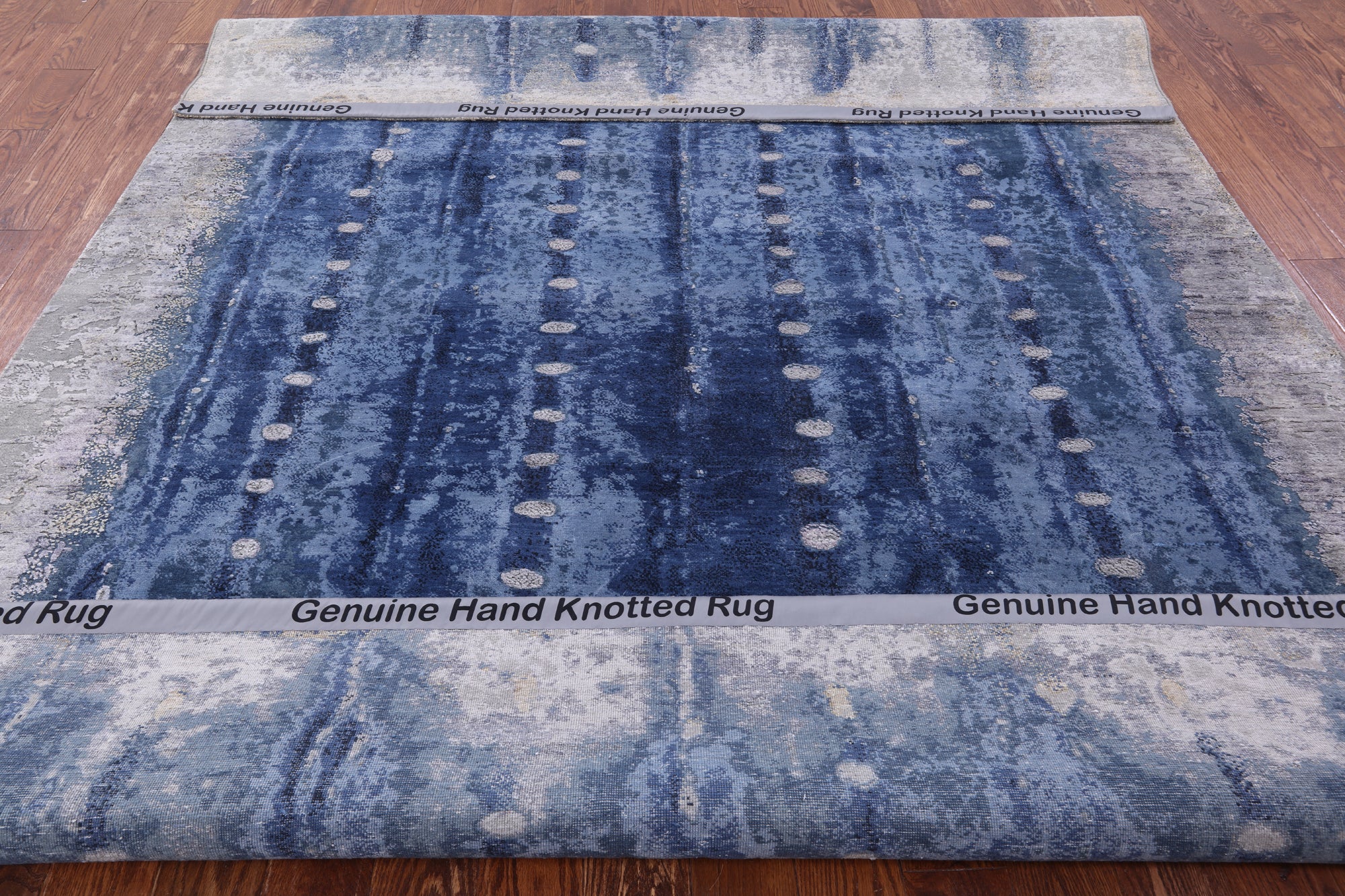 Abstract Modern Hand Knotted Wool & Silk Rug - 7' 10" X 10' 1" - Golden Nile