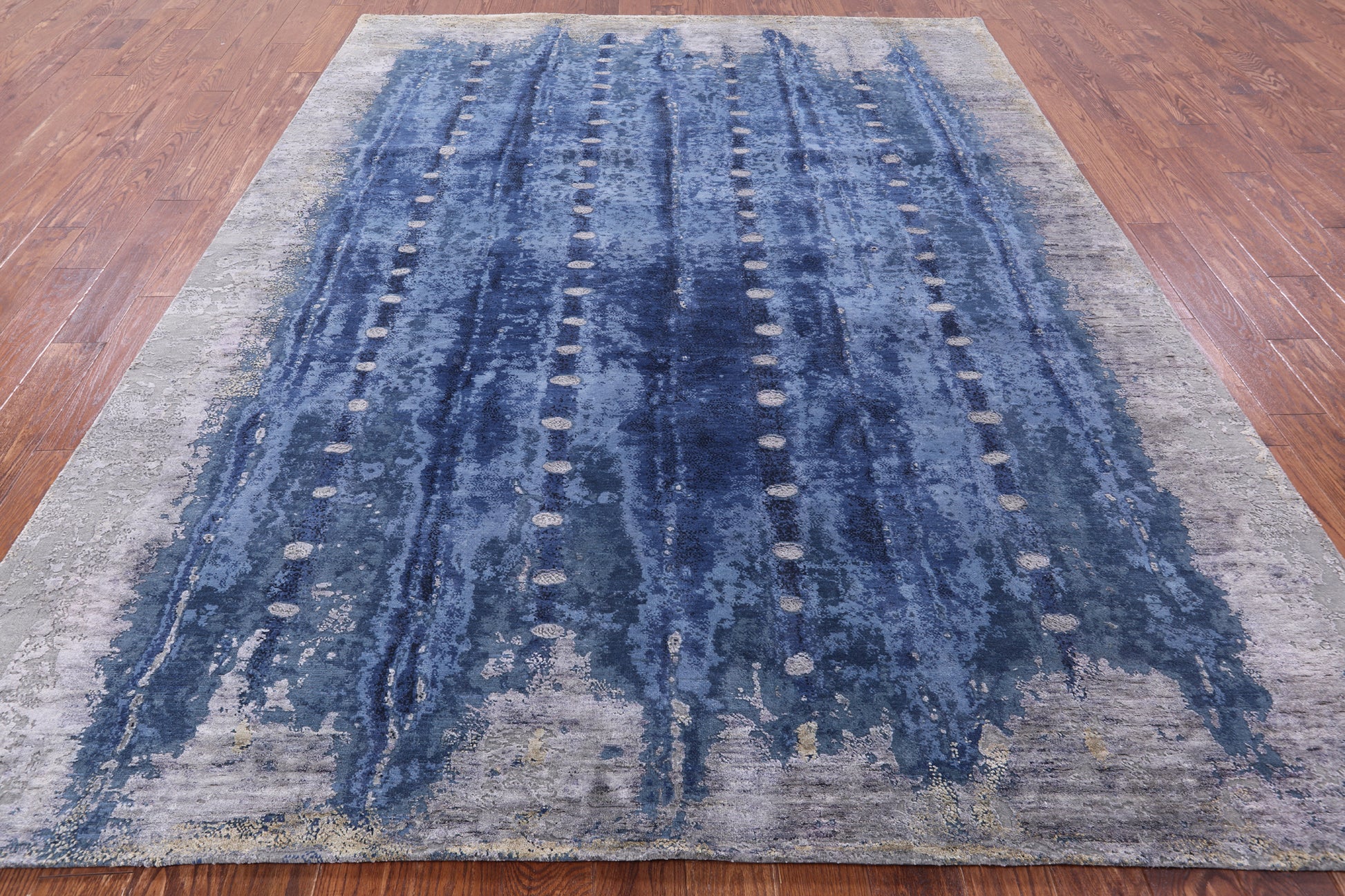 Abstract Modern Hand Knotted Wool & Silk Rug - 7' 10" X 10' 1" - Golden Nile