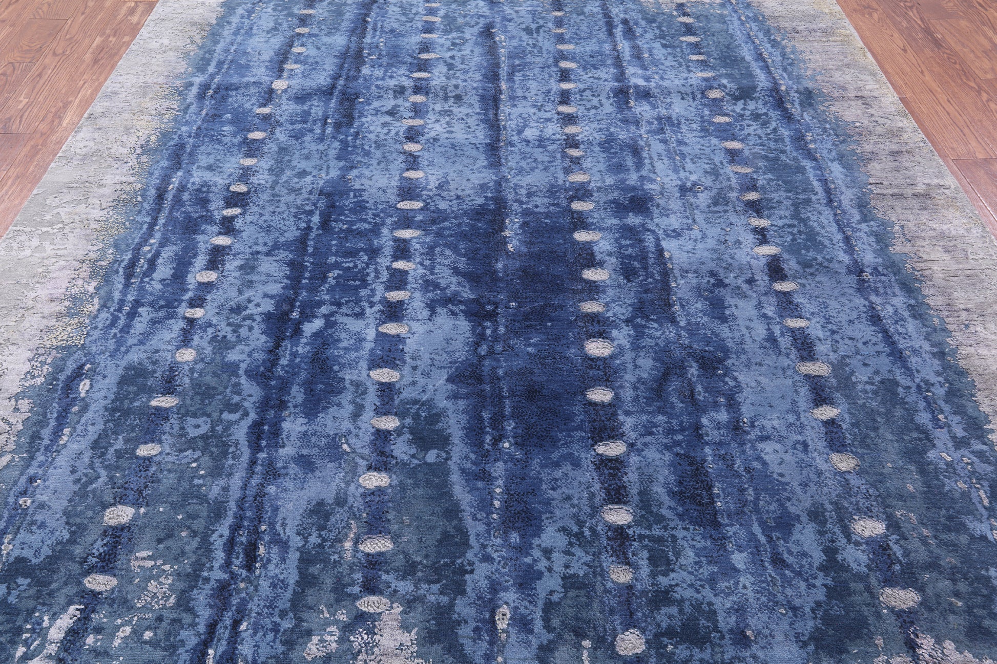 Abstract Modern Hand Knotted Wool & Silk Rug - 7' 10" X 10' 1" - Golden Nile