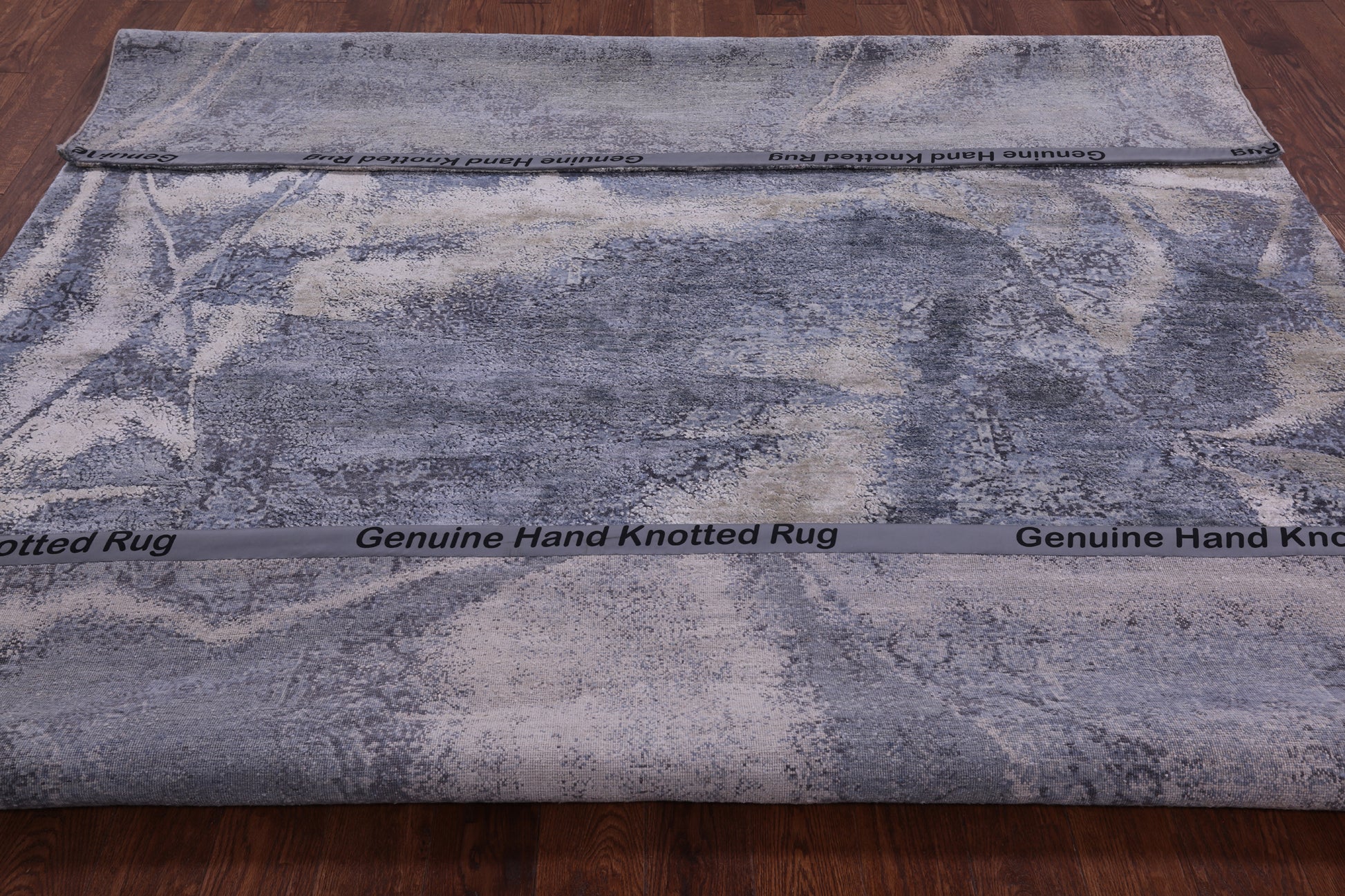 Abstract Contemporary Hand Knotted Wool & Silk Rug - 8' 1" X 9' 11" - Golden Nile