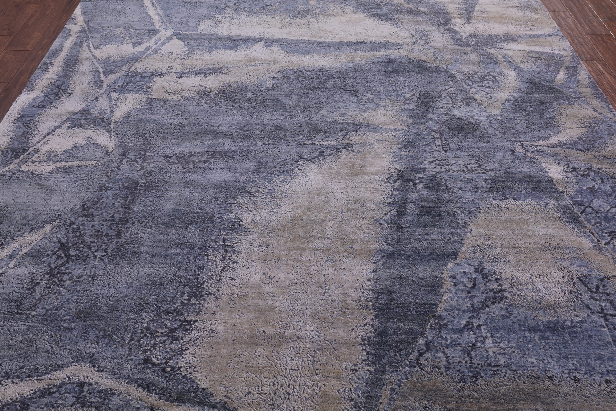 Abstract Contemporary Hand Knotted Wool & Silk Rug - 8' 1" X 9' 11" - Golden Nile