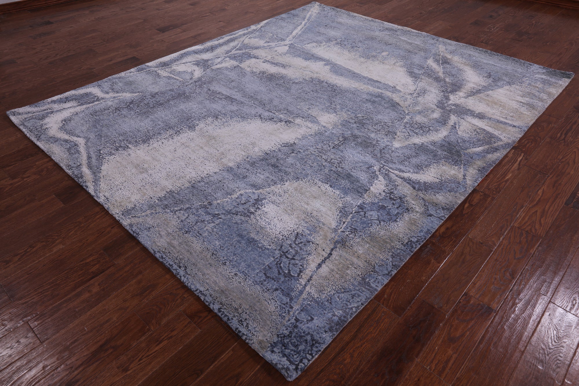 Abstract Contemporary Hand Knotted Wool & Silk Rug - 8' 1" X 9' 11" - Golden Nile