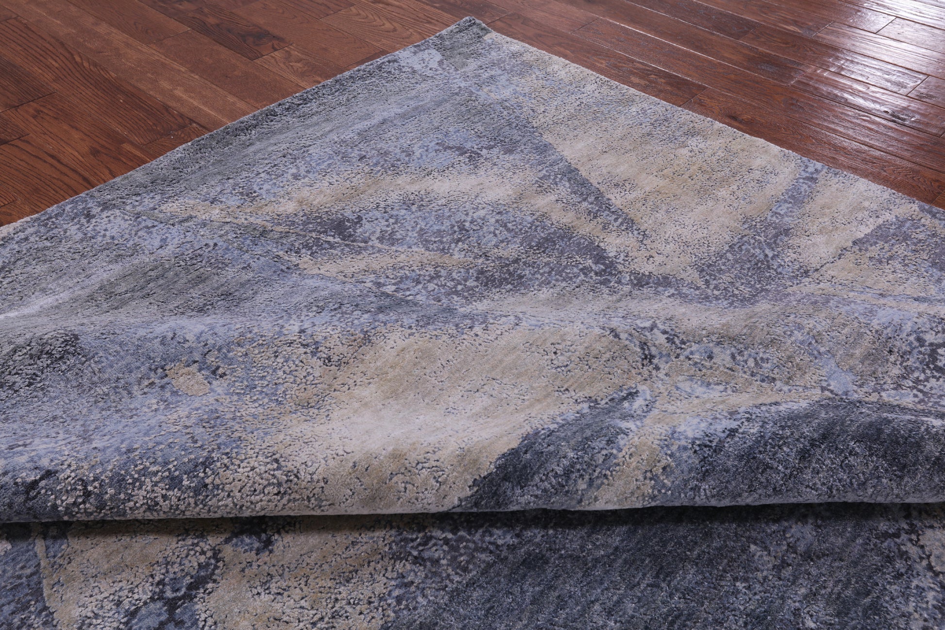 Abstract Contemporary Hand Knotted Wool & Silk Rug - 8' 1" X 9' 11" - Golden Nile