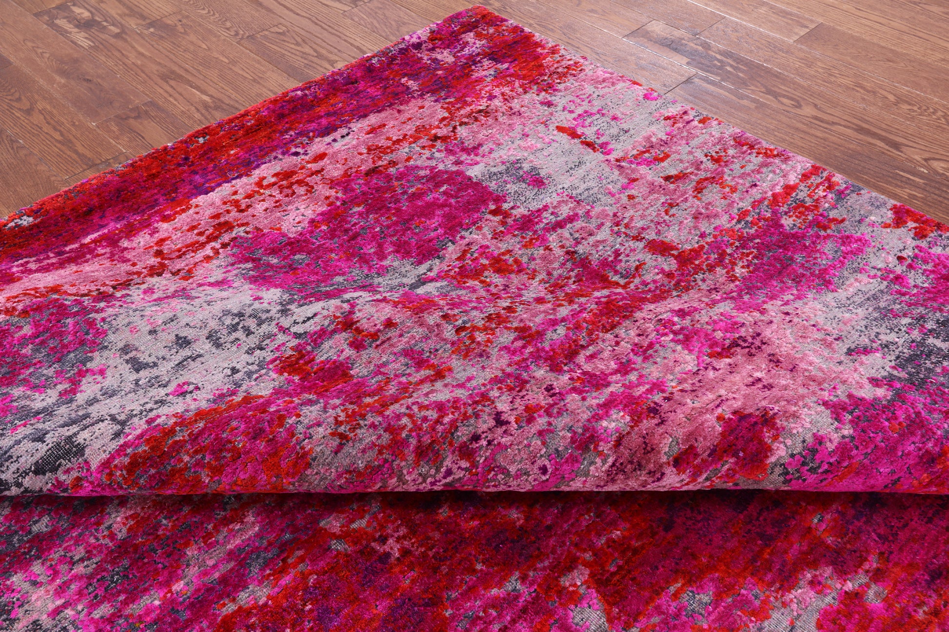 Abstract Modern Hand Knotted Wool & Silk Rug - 7' 11" X 9' 10" - Golden Nile