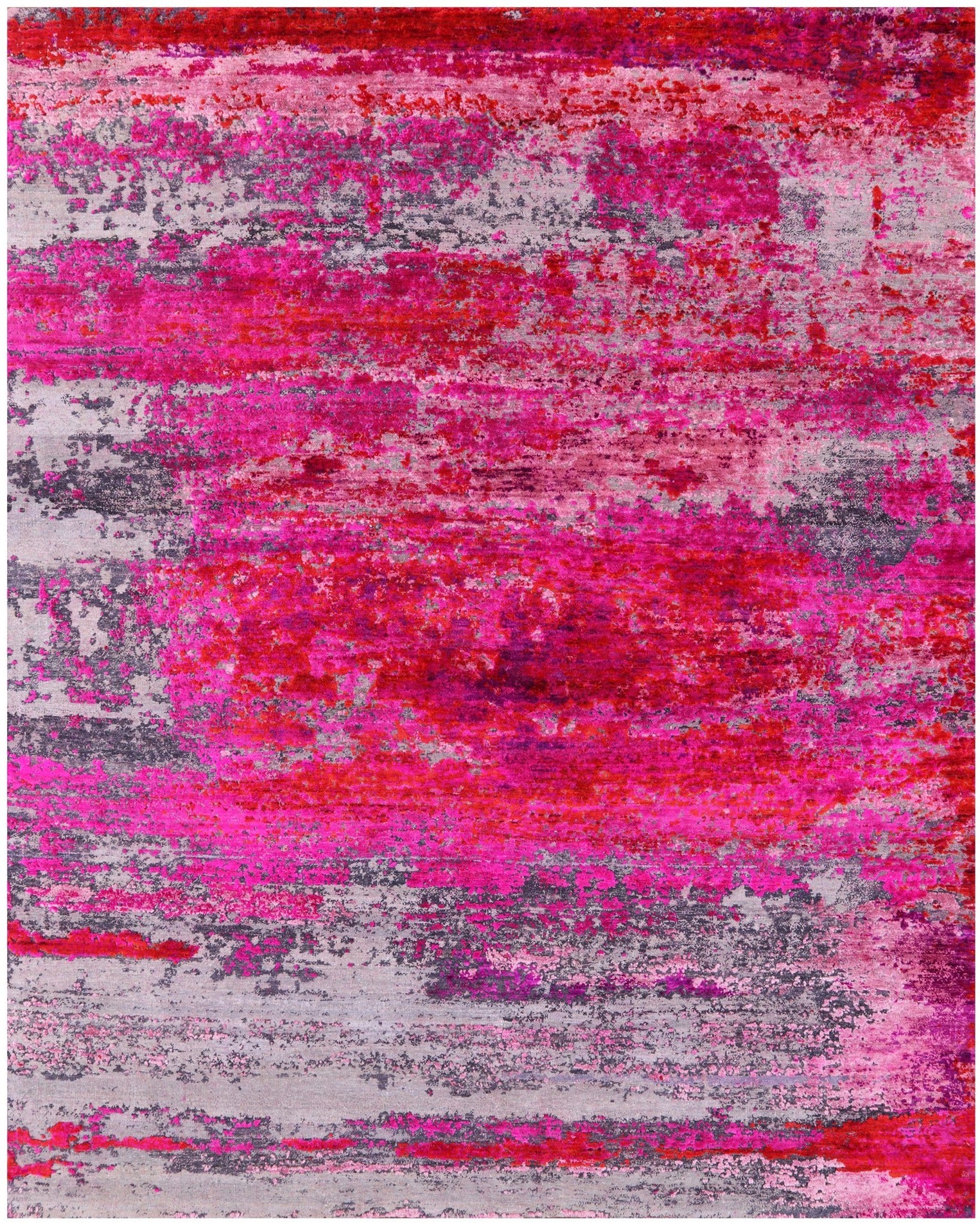 Abstract Modern Hand Knotted Wool & Silk Rug - 7' 11" X 9' 10" - Golden Nile