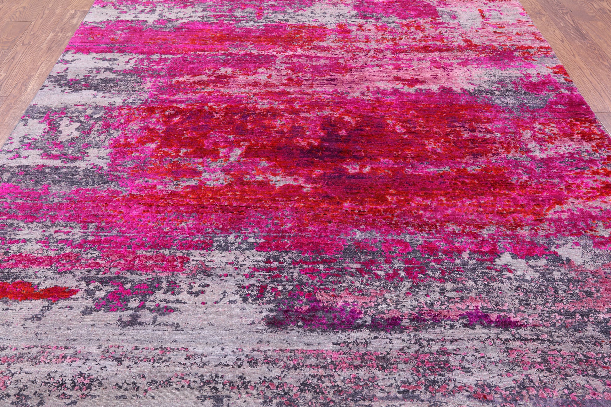Abstract Modern Hand Knotted Wool & Silk Rug - 7' 11" X 9' 10" - Golden Nile