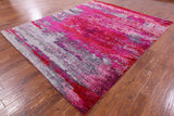 Abstract Modern Hand Knotted Wool & Silk Rug - 7' 11" X 9' 10" - Golden Nile