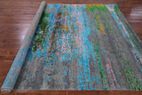 Abstract Modern Hand Knotted Wool & Silk Rug - 8' 0" X 10' 0" - Golden Nile