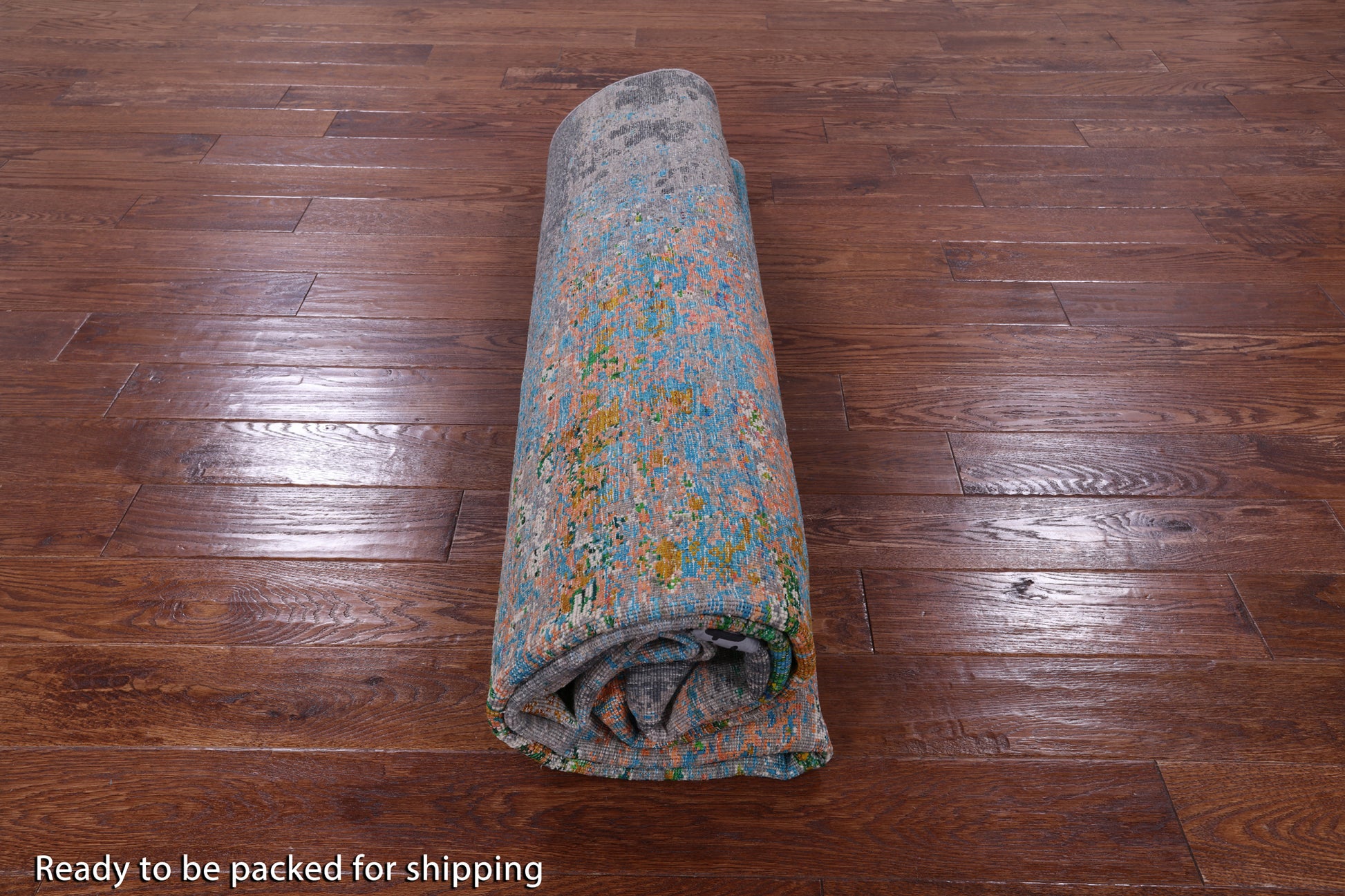 Abstract Modern Hand Knotted Wool & Silk Rug - 8' 0" X 10' 0" - Golden Nile