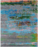 Abstract Modern Hand Knotted Wool & Silk Rug - 8' 0" X 10' 0" - Golden Nile