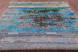 Abstract Modern Hand Knotted Wool & Silk Rug - 8' 0" X 10' 0" - Golden Nile