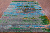 Abstract Modern Hand Knotted Wool & Silk Rug - 8' 0" X 10' 0" - Golden Nile