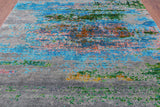 Abstract Modern Hand Knotted Wool & Silk Rug - 8' 0" X 10' 0" - Golden Nile