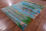 Abstract Modern Hand Knotted Wool & Silk Rug - 8' 0" X 10' 0" - Golden Nile