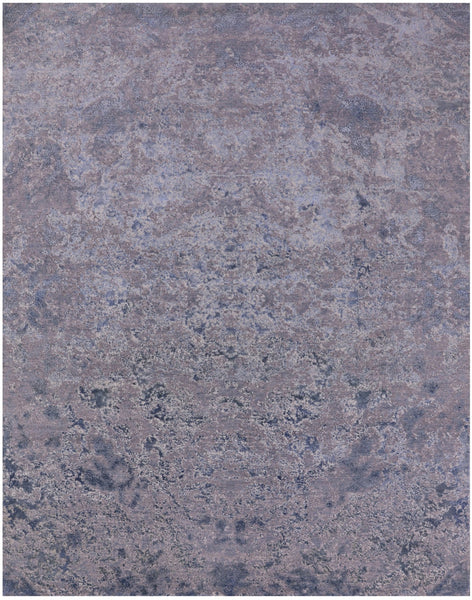 Abstract Modern Hand Knotted Wool & Silk Rug - 7' 11" X 10' 1" - Golden Nile