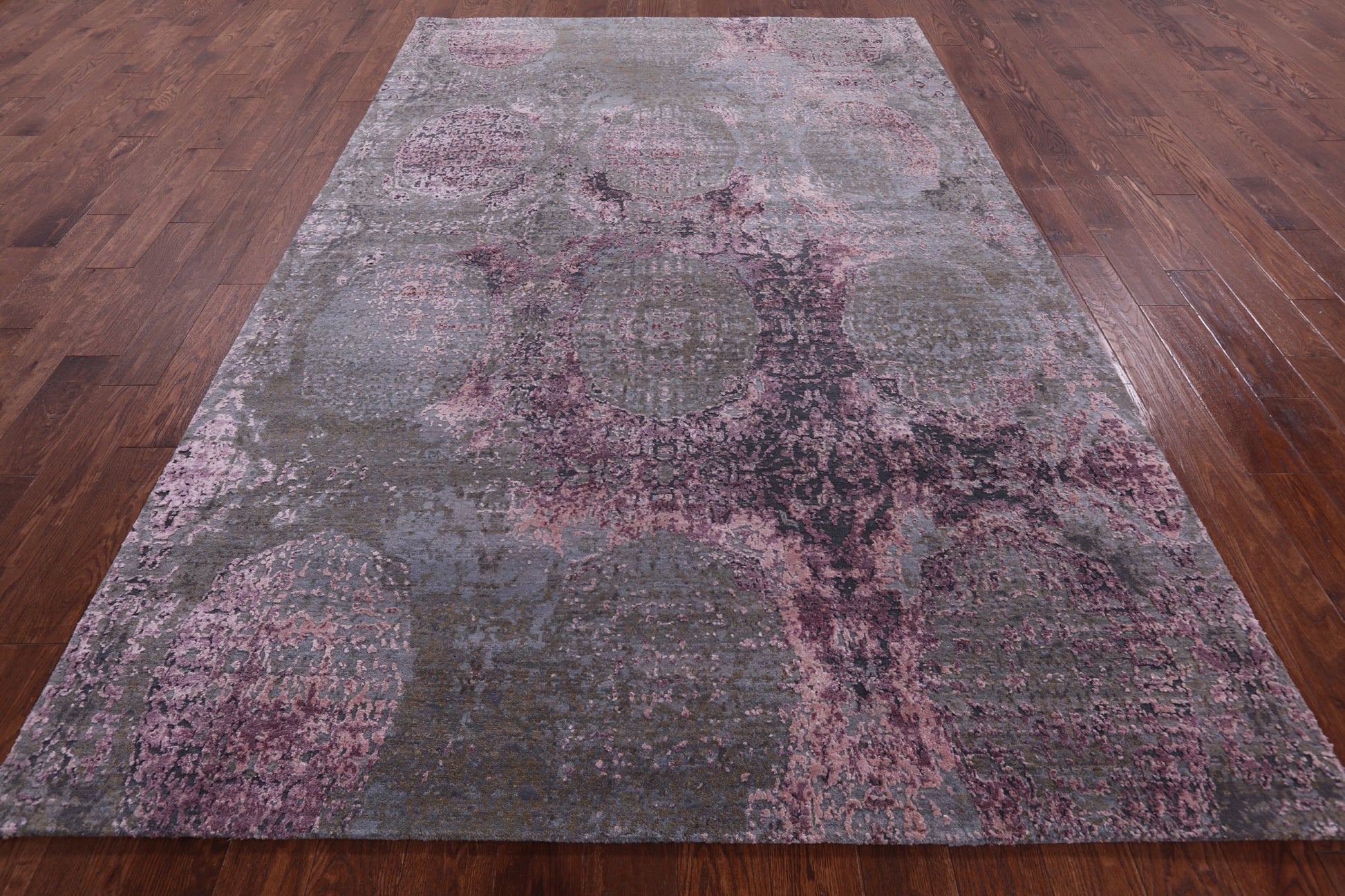 Abstract Modern Hand Knotted Wool & Silk Rug - 6' 6" X 9' 11" - Golden Nile