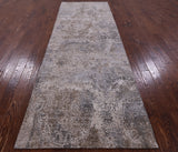Abstract Modern Hand Knotted Wool & Silk Runner Rug - 3' 11" X 12' 0" - Golden Nile