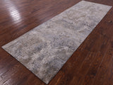 Abstract Modern Hand Knotted Wool & Silk Runner Rug - 3' 11" X 12' 0" - Golden Nile