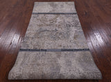 Abstract Modern Hand Knotted Wool & Silk Runner Rug - 3' 11" X 12' 0" - Golden Nile