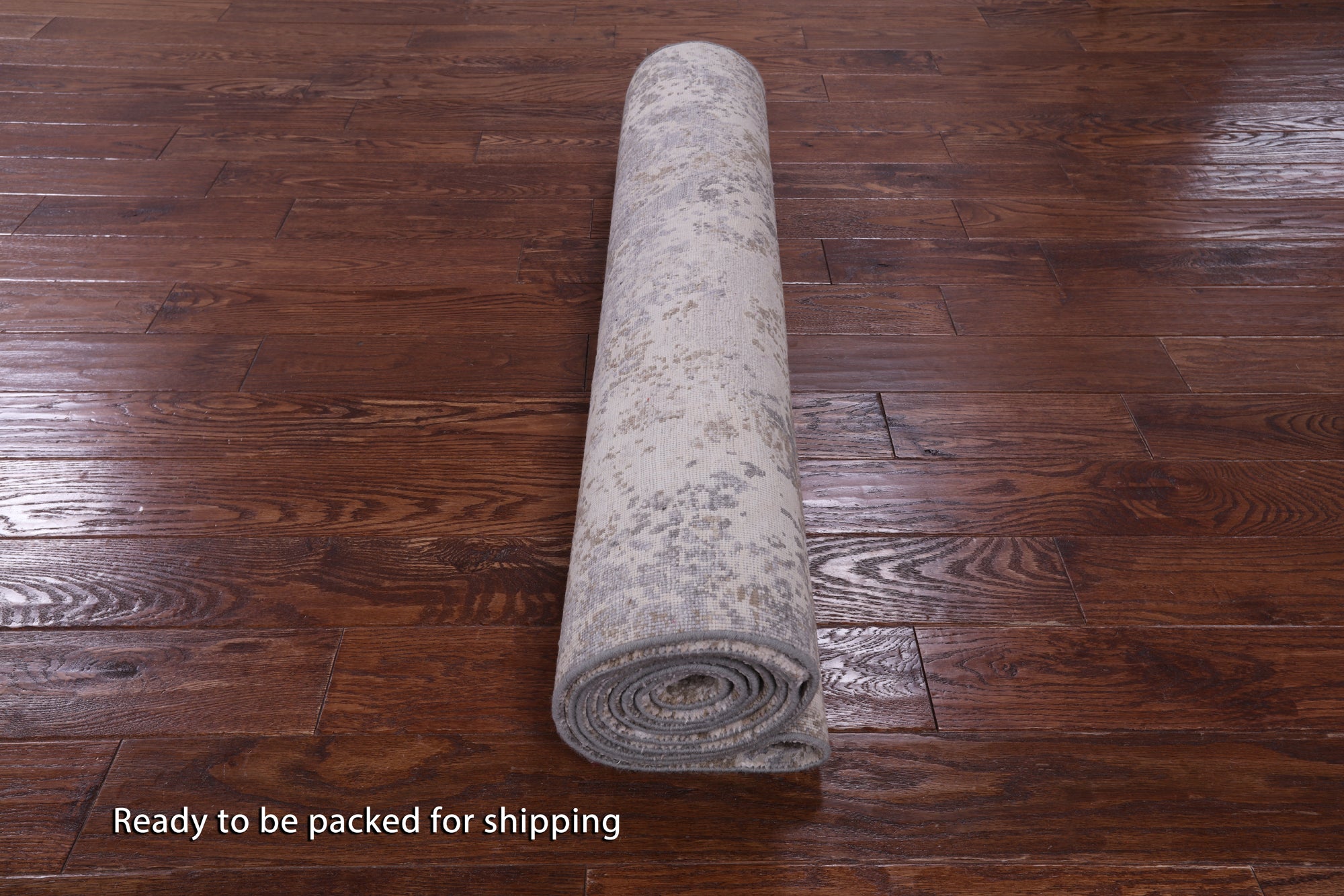 Abstract Modern Hand Knotted Wool & Silk Runner Rug - 3' 11" X 12' 0" - Golden Nile