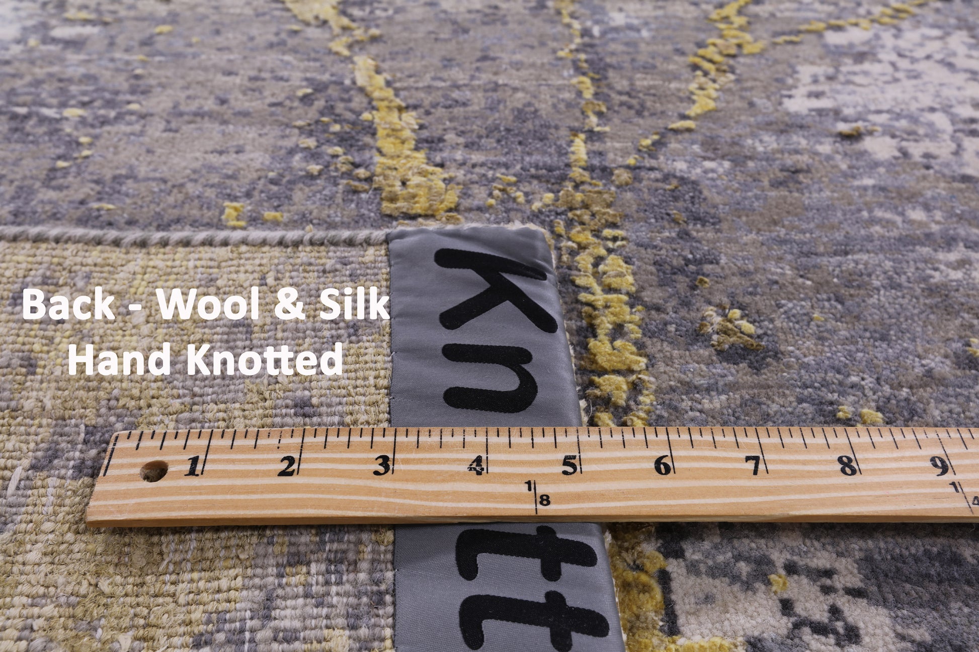 Abstract Modern Hand Knotted Wool & Silk Runner Rug - 4' 0" X 12' 0" - Golden Nile
