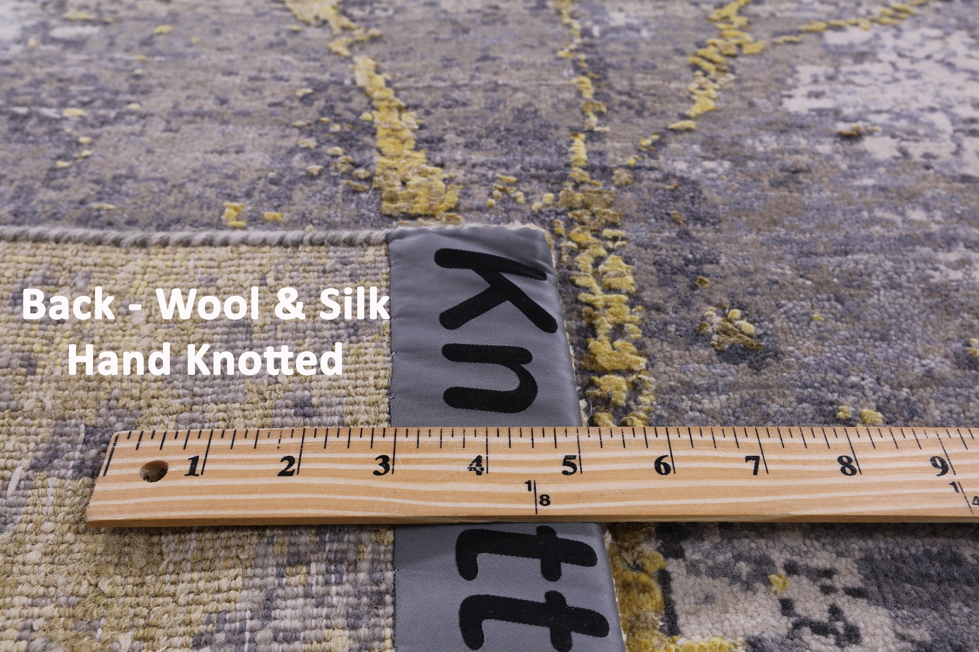 Abstract Modern Hand Knotted Wool & Silk Runner Rug - 4' 0" X 12' 0" - Golden Nile