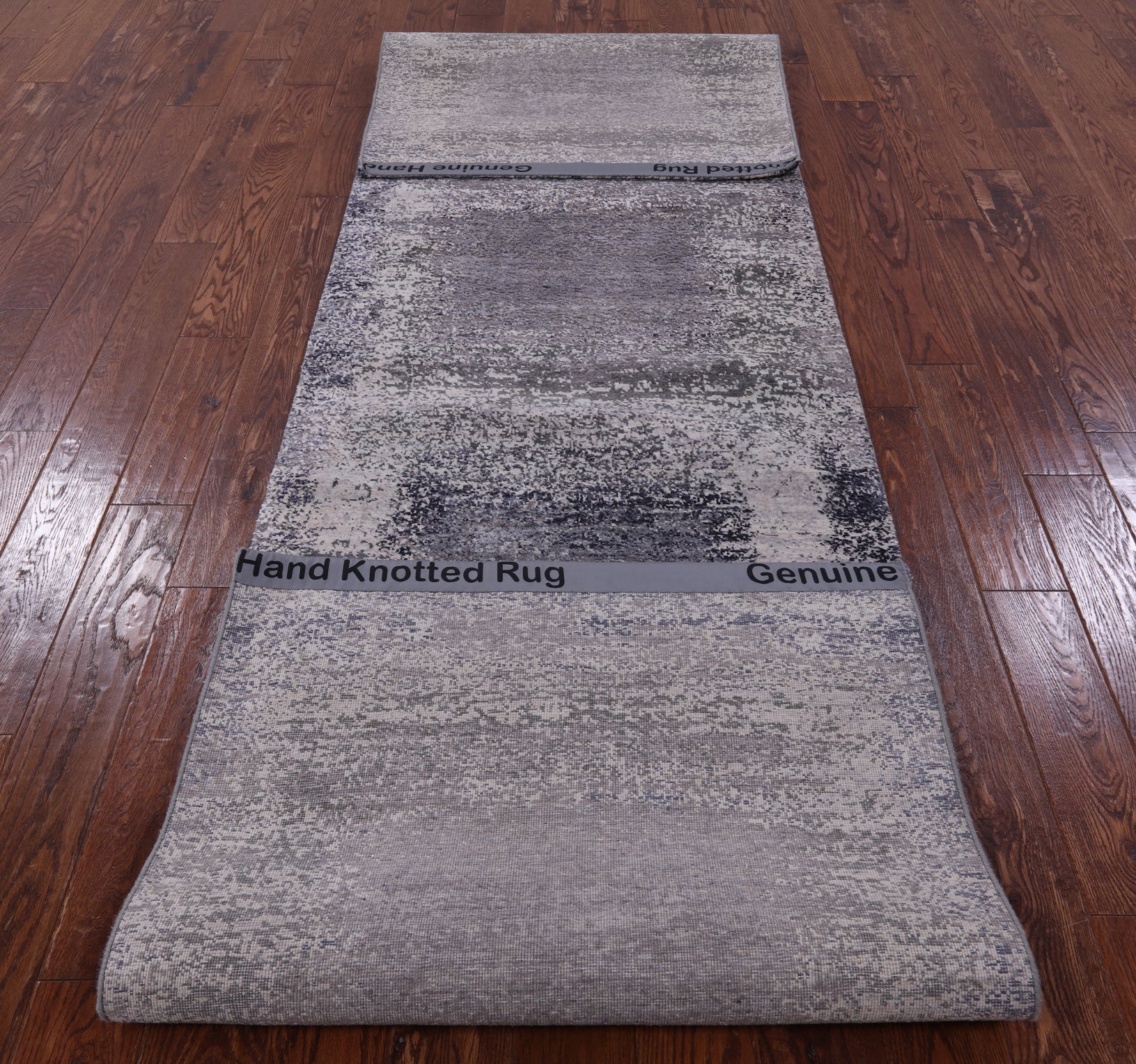 Abstract Contemporary Handmade Wool & Silk Runner Rug - 3' 1" X 12' 5" - Golden Nile