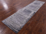 Abstract Contemporary Handmade Wool & Silk Runner Rug - 3' 1" X 12' 5" - Golden Nile