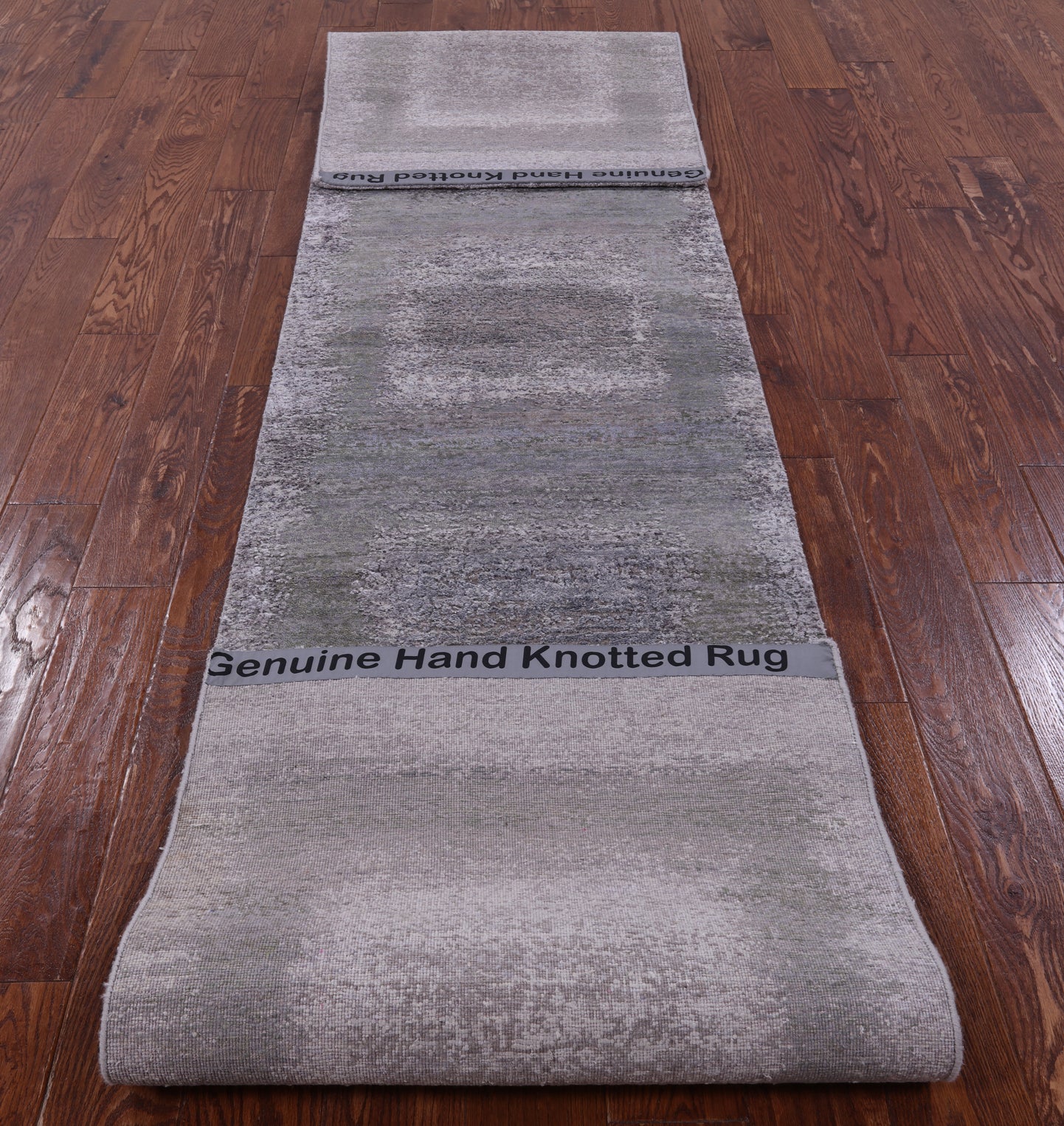 Abstract Contemporary Handmade Wool & Silk Runner Rug - 2' 4" X 12' 1" - Golden Nile