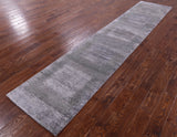 Abstract Contemporary Handmade Wool & Silk Runner Rug - 2' 4" X 12' 1" - Golden Nile