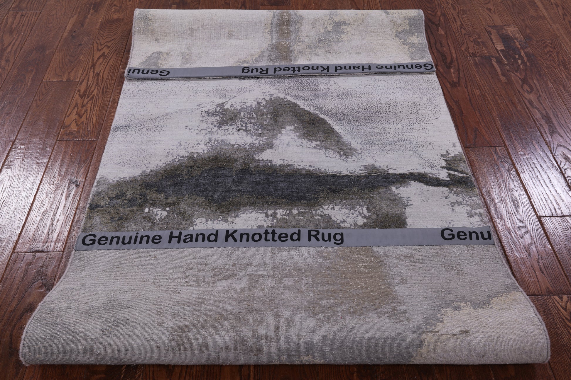Abstract Modern Hand Knotted Wool & Silk Rug - 3' 7" X 7' 7" - Golden Nile